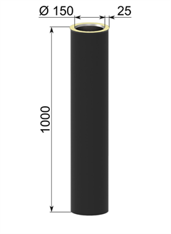 Startsektion halvisoleret, L:1000mm pulverlakeret
